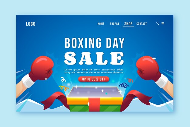 Free vector gradient boxing day sale landing page template