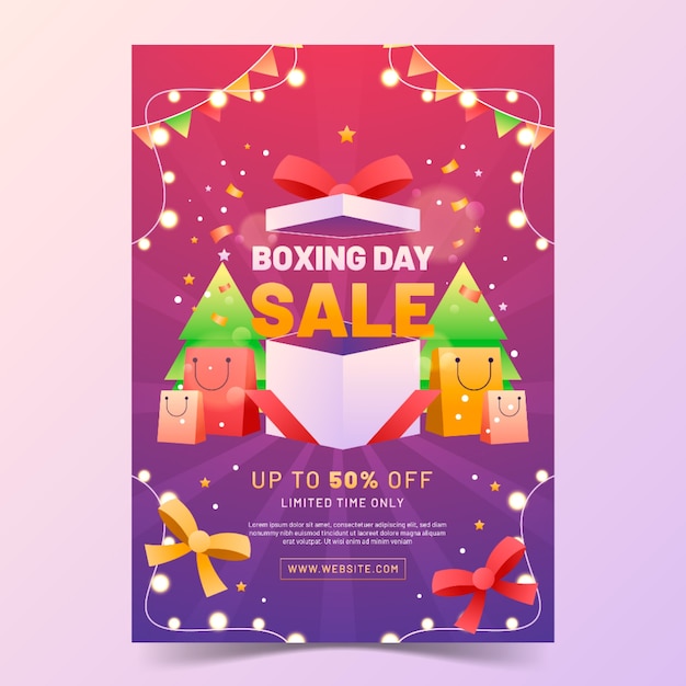 Free Vector Gradient boxing day sale poster template