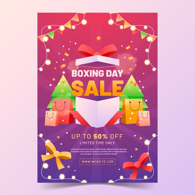 Free vector gradient boxing day sale poster template