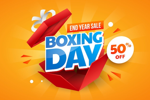 Gradient boxing day sale and shopping background