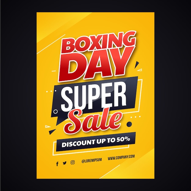 Gradient boxing day sale and shopping vertical poster template