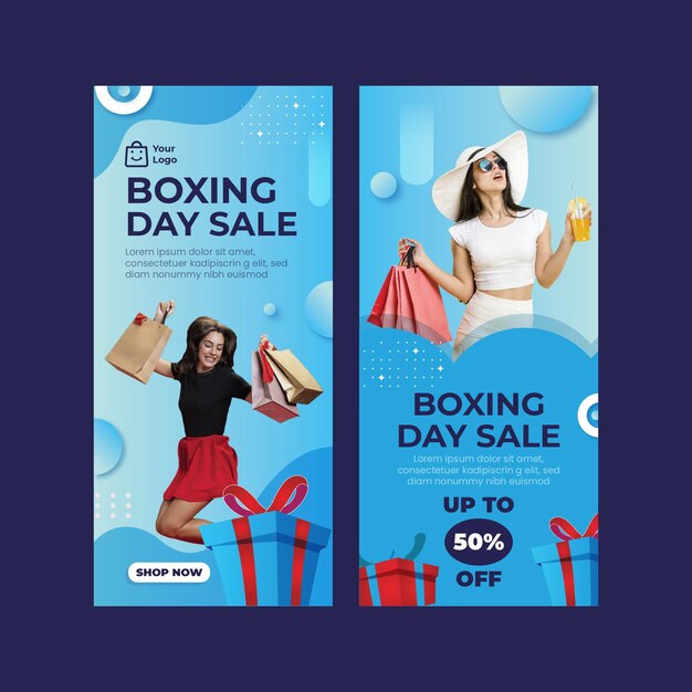 Gradient boxing day sale vertical banners set