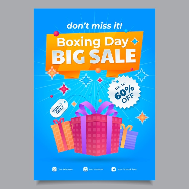 Free vector gradient boxing day sale vertical poster template