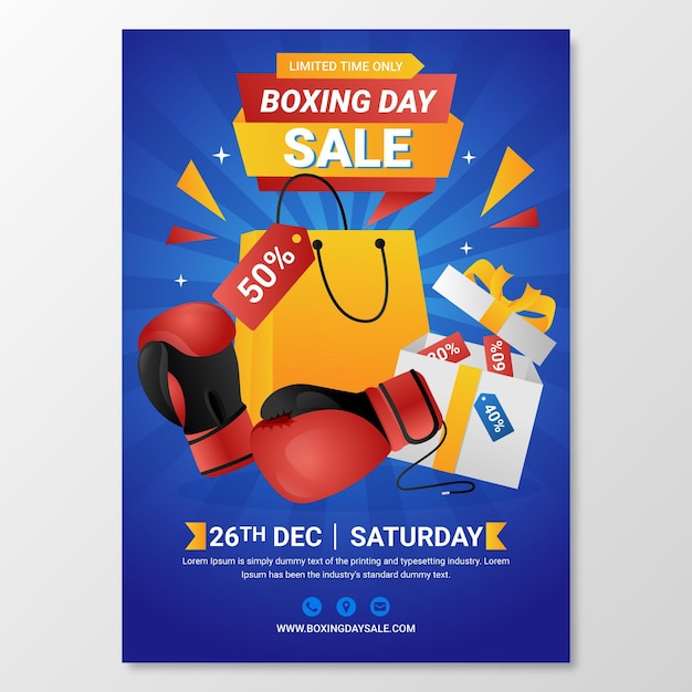 Free vector gradient boxing day sale vertical poster template