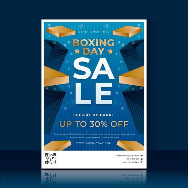 Gradient boxing day sale vertical poster template