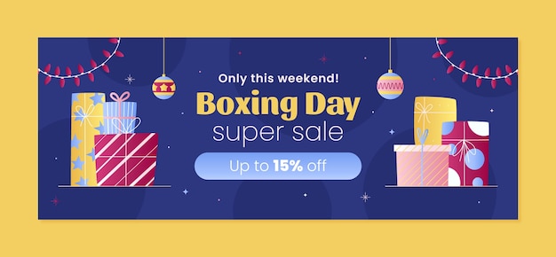 Free vector gradient boxing day social media cover template