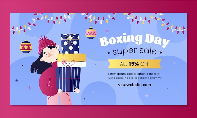 Gradient boxing day social media promo template