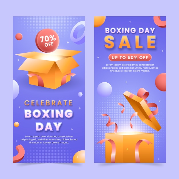 Gradient boxing day vertical banners set