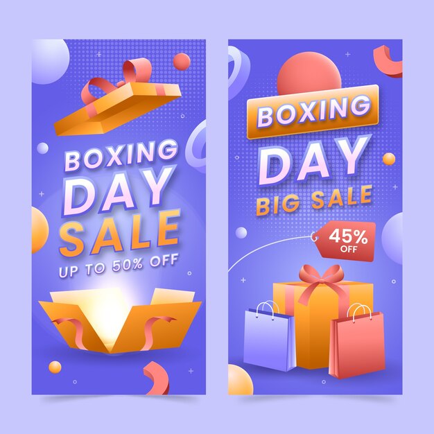 Gradient boxing day vertical banners set