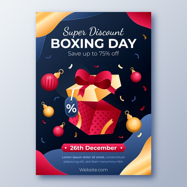 Gradient boxing day vertical flyer template