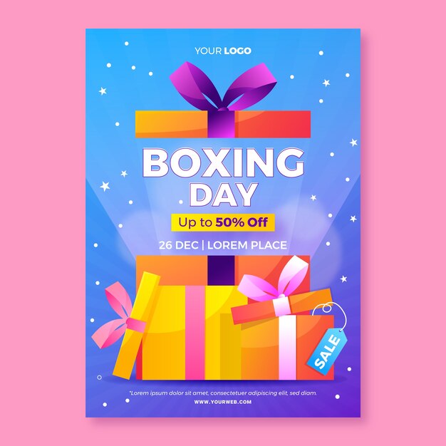 Gradient boxing day vertical flyer template