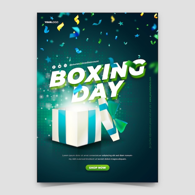 Free vector gradient boxing day vertical poster template