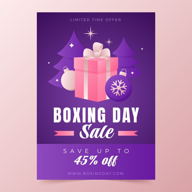 Gradient boxing day vertical poster template