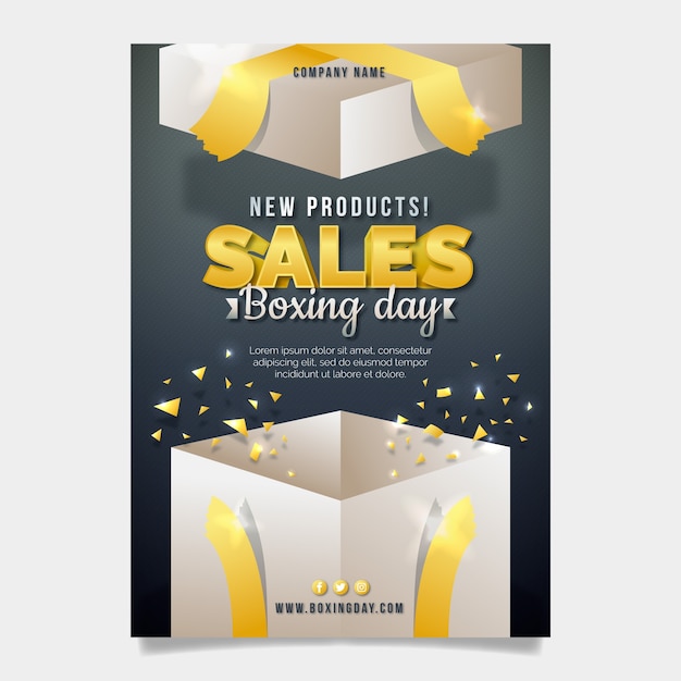 Free vector gradient boxing day vertical poster template