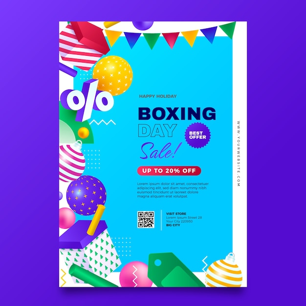 Free vector gradient boxing day vertical poster template