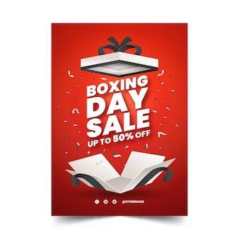 Gradient boxing day vertical sale poster template