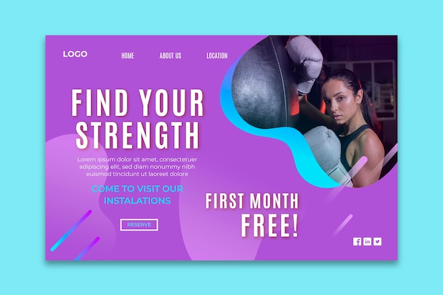 Gradient boxing landing page template