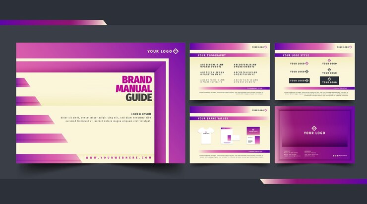 Бесплатный Вектор шаблон ручной презентации бренда gradient