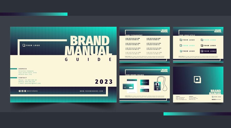 Бесплатный Вектор шаблон ручной презентации бренда gradient