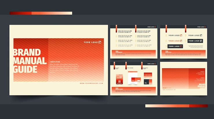 Бесплатный Вектор шаблон ручной презентации бренда gradient
