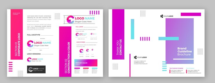 Бесплатный Вектор презентация руководства по бренду gradient