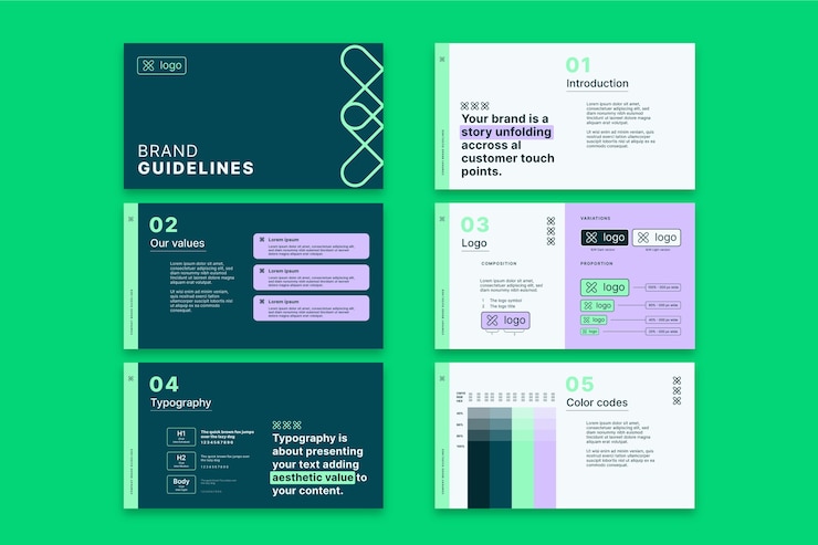 Free Vector gradient brand manual presentation
