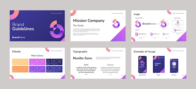 無料ベクター グラデーション ブランド マニュアル プレゼンテーション