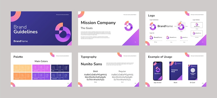 Free Vector gradient brand manual presentation