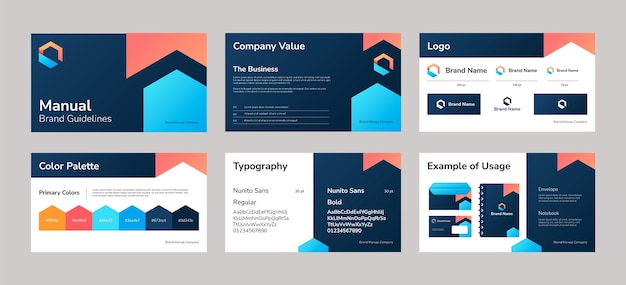 Free vector gradient brand manual presentation