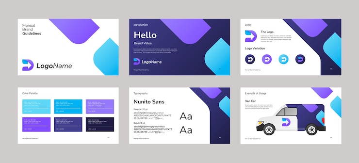 Free Vector gradient brand manual presentation