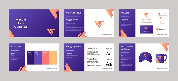 Free Vector gradient brand manual presentation