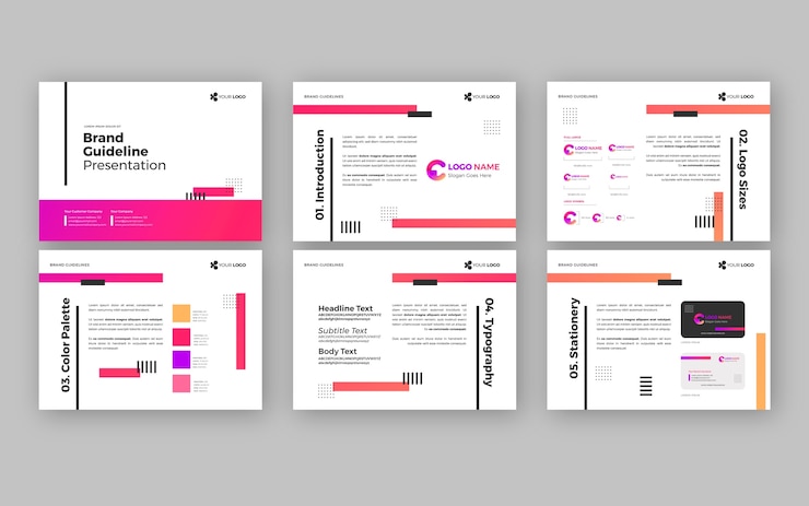 Free Vector gradient brand manual presentation