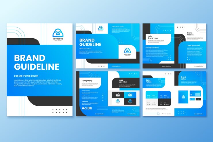 Free Vector gradient brand manual presentation