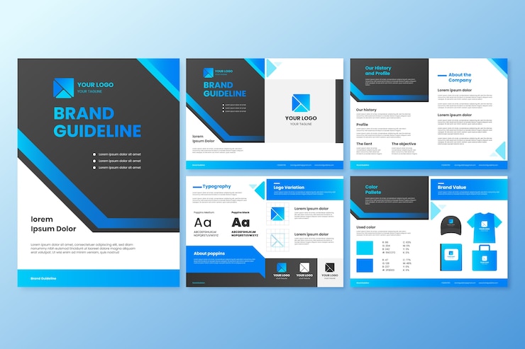 Бесплатный Вектор презентация руководства по бренду gradient