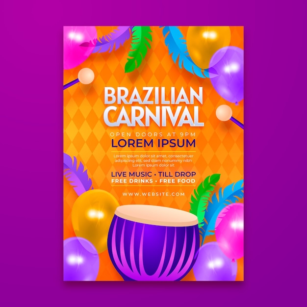 gradient brazilian carnival celebration poster template