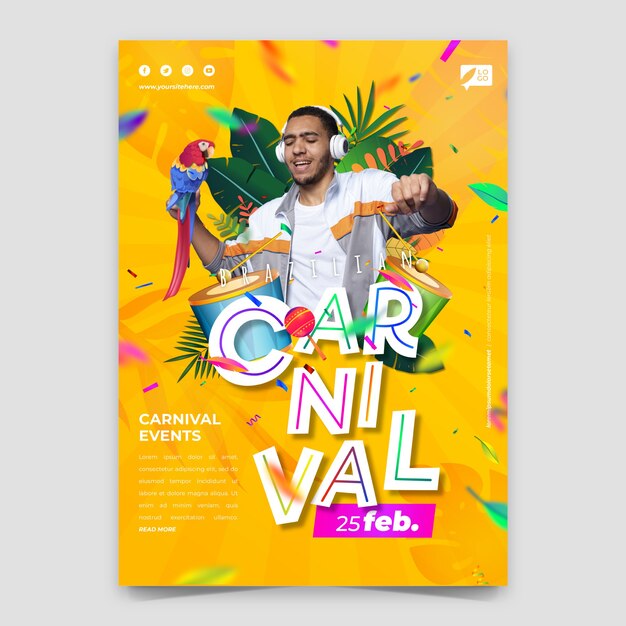 그라디언트 브라질 카니발 축하 세로 포스터 템플릿