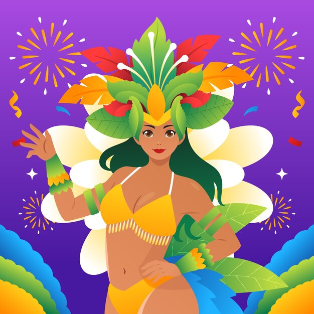 Vettore gratuito illustrazione del carnevale brasiliano in gradiente