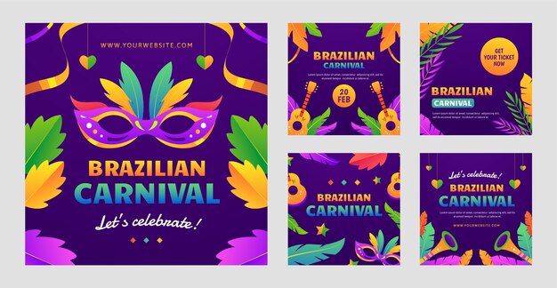 グラデーションブラジルのカーニバルのInstagramの投稿コレクション