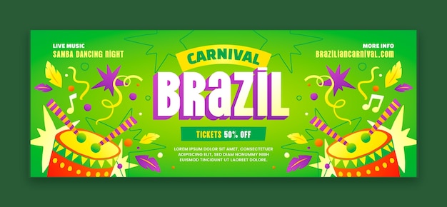 Modello di copertina dei social media del carnevale brasiliano gradiente.