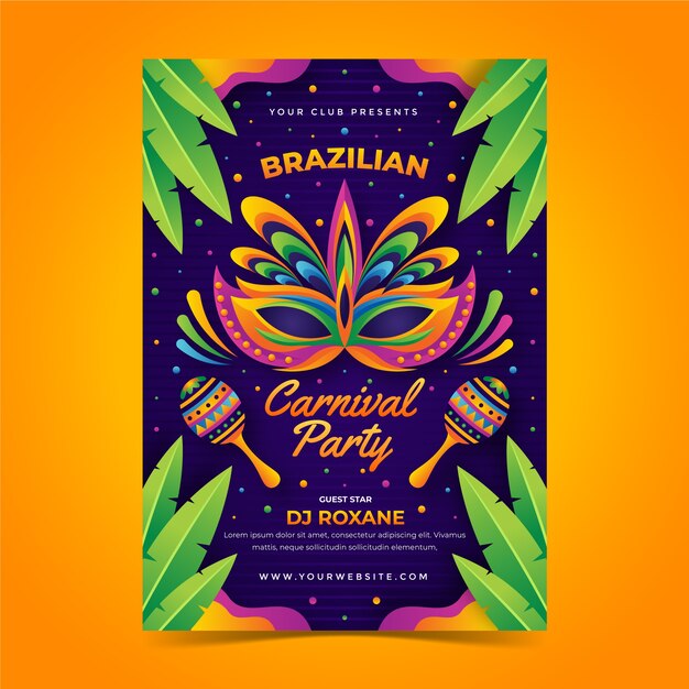 Gradient brazilian carnival vertical flyer template