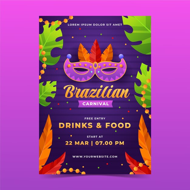 Градиент бразильского карнавала вертикальный шаблон плаката