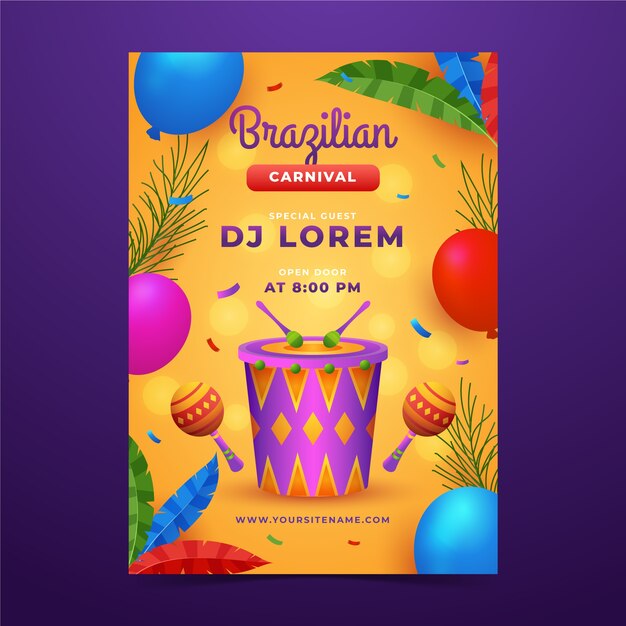 gradient brazilian carnival vertical poster template