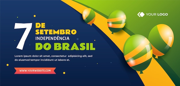 Free vector gradient brazilian independence day horizontal banner template