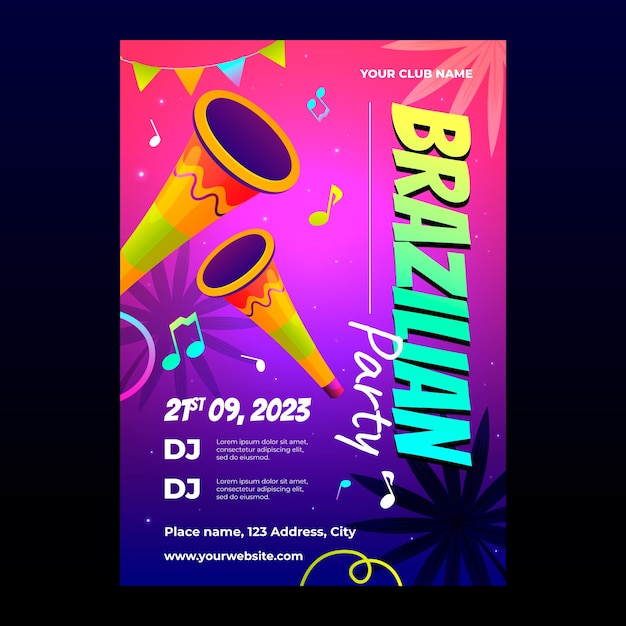 Gradient brazilian  party poster template