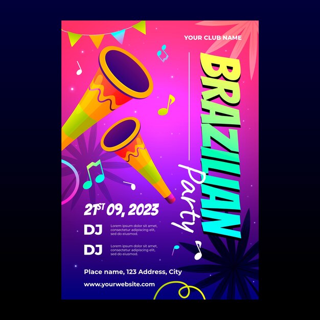 Gradient brazilian  party poster template