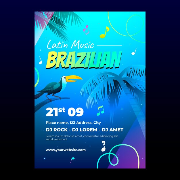 Gradient brazilian  party poster template