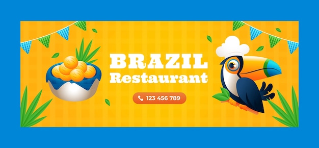 Free vector gradient brazilian restaurant facebook cover