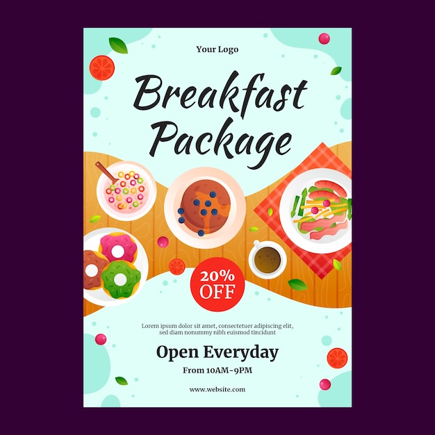 Free vector gradient breakfast and brunch poster design