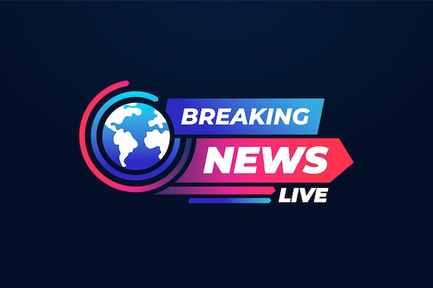 Vettore gratuito progettazione del logo di gradient breaking news