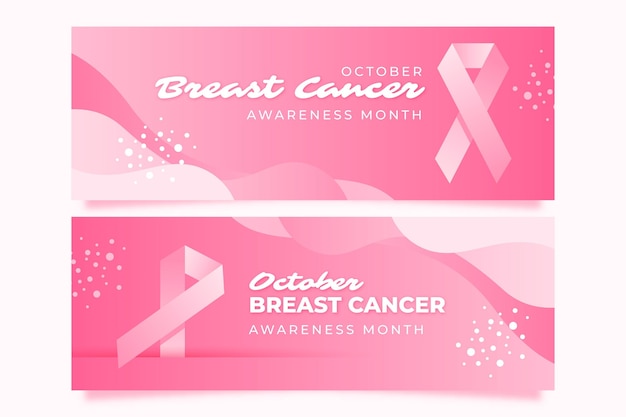 Free vector gradient breast cancer awareness month horizontal banners set